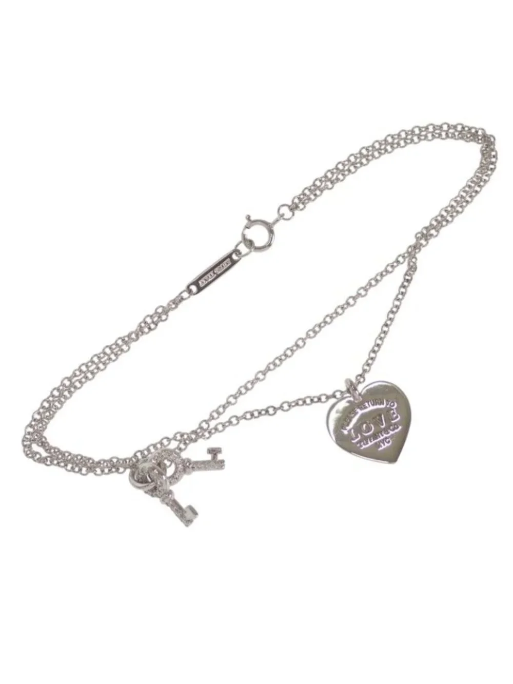 Tiffany & Co Love Heart Tag Key Return to Tiffany Bracelet 18k White Gold